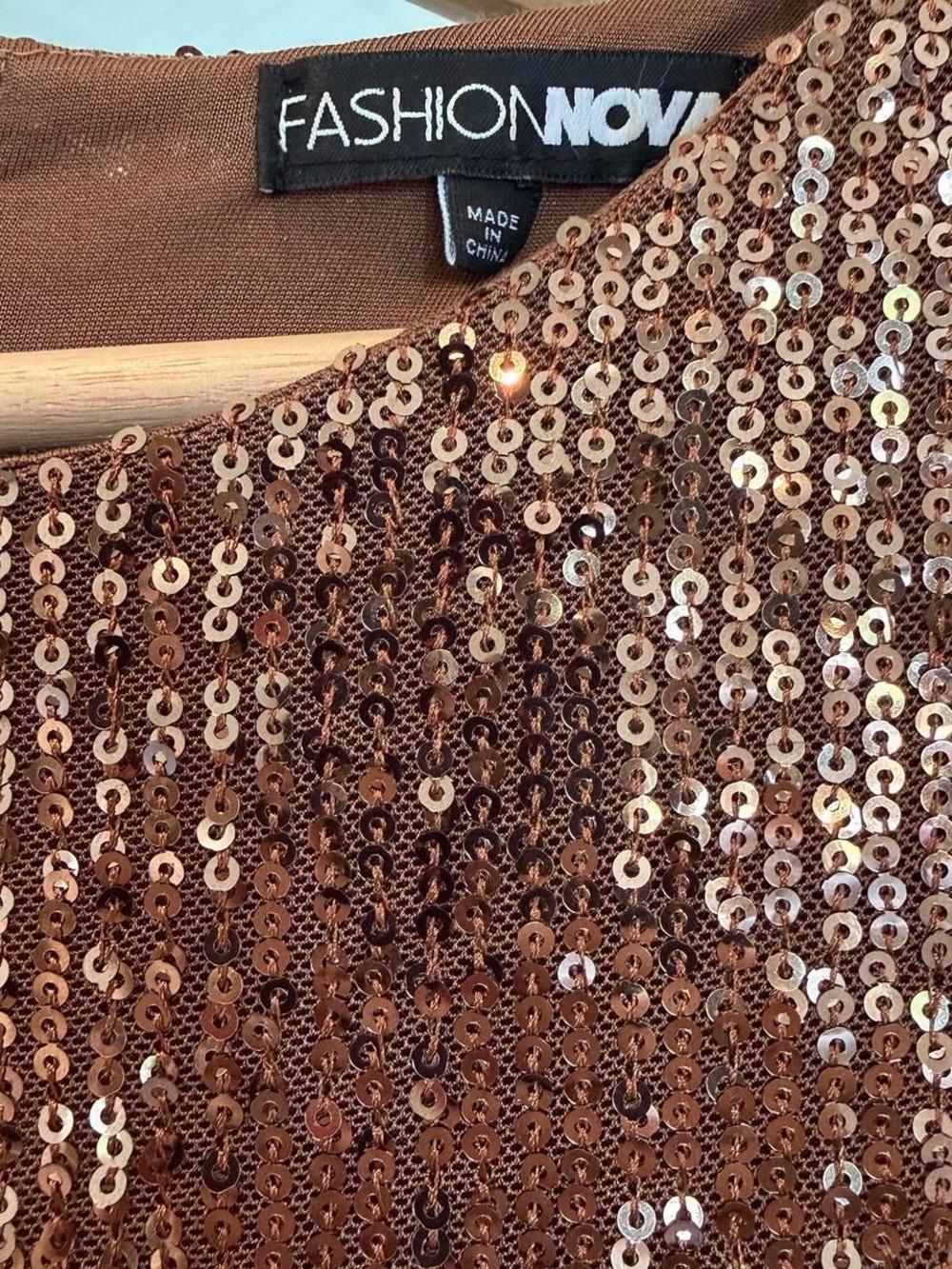 Fashion Nova Sparkle And Snatched Shoulder Pad Jumpsuit - Chocolate Large - Picture 8 of 10
